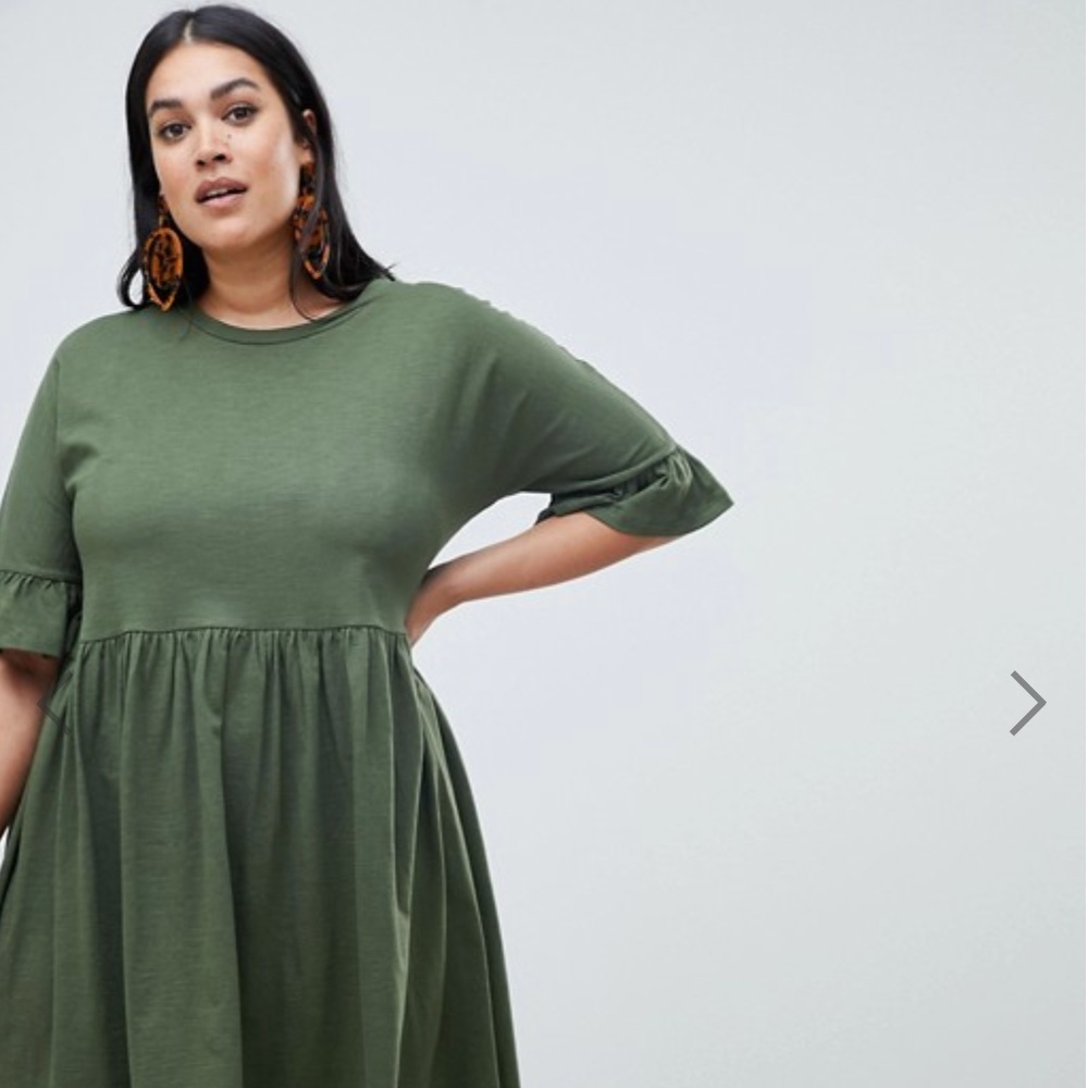 ASOS DESIGN Curve cotton slubby frill sleeve smock